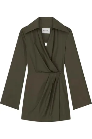 Nanushka Femme, Robes, Vert, Taille: 38 FR Robe Portefeuille Mini Khaki Esma