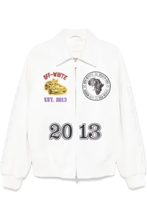 OFF-WHITE Homme, Vestes, Multicolore, Taille: L Veste en cuir blanc avec logo brodé