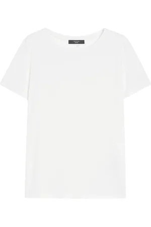 Max Mara Femme, Tops, Blanc, Taille: 44 FR T-shirt Classique en Coton avec Logo Papillon