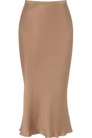 ANINE BING Femme, Jupes, Brun, Taille: 42 FR Jupe Midi en Charmeuse de Soie Sepia
