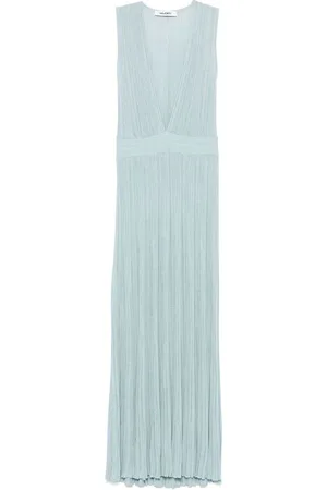 ANTONINO VALENTI Femme, Robes, Bleu, Taille: 36 FR Robe sans manches bleu ciel col en V