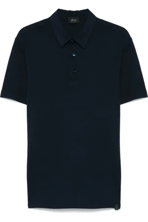 BRIONI Homme, Tops, Bleu, Taille: XL Polo en coton avec motif Piqué