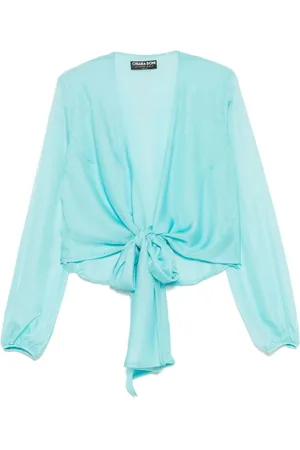 CHIARA BONI Femme, Blouses et Chemises, Bleu, Taille: 48 FR Turquoise Décolleté en V Profond Chemise