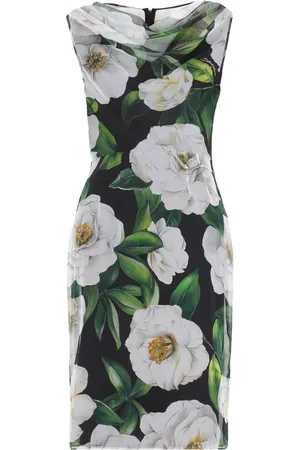 Dolce & Gabbana Femme, Robes, Multicolore, Taille: 38 FR Robe en Soie Imprimée Floral Drapée