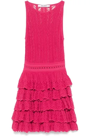 ANTONINO VALENTI Femme, Robes, Rose, Taille: 36 FR Robe Rose à Jupe à Volants en Tricot