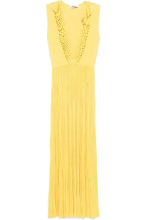 ANTONINO VALENTI Femme, Robes, Jaune, Taille: 38 FR Robe Jaune Tournesol à Volants et Col en V