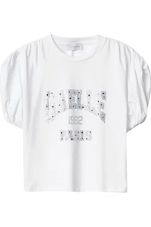 GAËLLE Femme, Tops, Blanc, Taille: 38 FR T-shirt blanc avec col en V