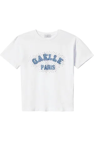 GAËLLE Femme, Tops, Blanc, Taille: 38 FR T-shirt blanc élégant avec logo imprimé