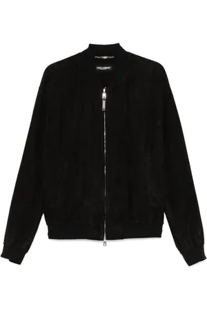 Dolce & Gabbana Homme, Vestes, Noir, Taille: L Veste Noire à Col Baseball et Fermeture Éclair