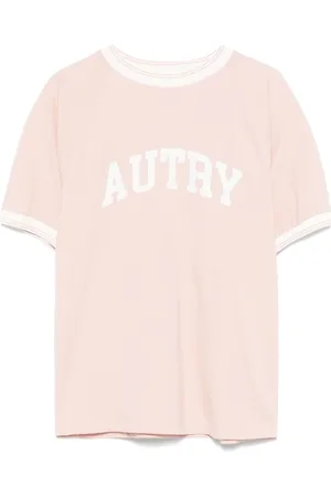 Autry Femme, Tops, Rose, Taille: 36 FR Rose à Rayures Manches Raglan Col Rond