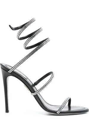 RENE CAOVILLA Femme, Chaussures, Noir, Taille: 36 EU Sandales noires à cristaux en spirale