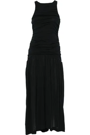 BITE Femme, Robes, Noir, Taille: 38 FR Robe Longue Noire en Coton Plissé