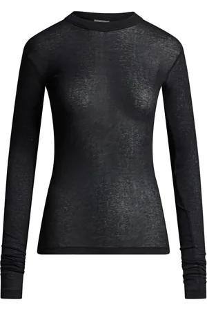 BITE Femme, Tops, Noir, Taille: 36 FR T-shirt en Coton Noir à Col Rond