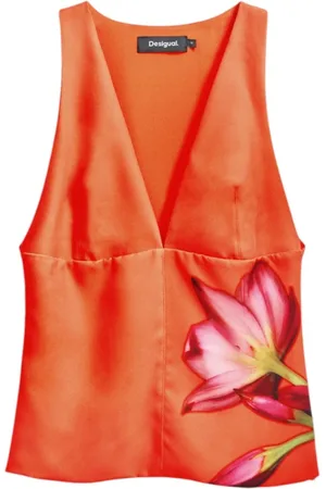 Desigual Femme, Tops, , Taille: 38 FR Haut sans manches à col en V floral