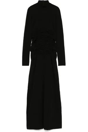 BITE Femme, Robes, Noir, Taille: 36 FR Robe noire à volants avec manches longues