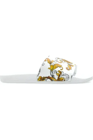 VERSACE Homme, Chaussures, Blanc, Taille: 39 EU Sandales en caoutchouc avec impression