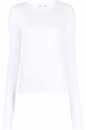 BITE Femme, Tops, Blanc, Taille: 36 FR T-shirt en Coton Blanc à Col Rond