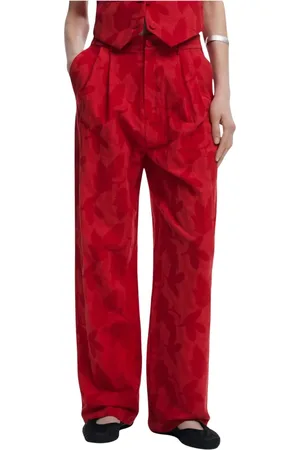 Desigual Femme, Pantalons, Rouge, Taille: 42 FR Pantalon Rouge Boutons Printemps/Été Femmes