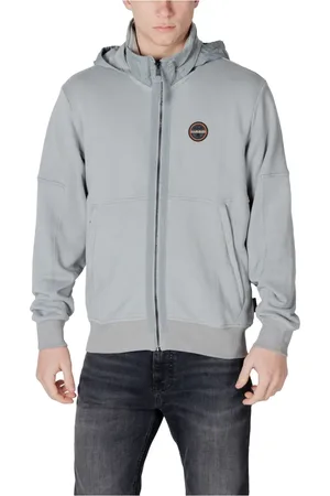 Napapijri Homme, Sweatshirts et sweats à capuche, Gris, Taille: M Sweat à Capuche Gris avec Fermeture Éclair et Poches