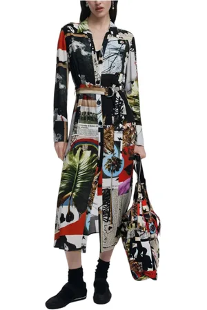 Desigual Femme, Robes, Multicolore, Taille: 44 FR Robe boutonnée imprimée, Collection Printemps/Été