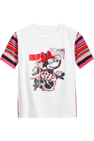Desigual Femme, Tops, Blanc, Taille: 42 FR T-shirt Blanc à Manches Courtes Imprimé