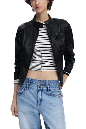 Desigual Femme, Vestes, Noir, Taille: 44 FR Veste Noire à Fermeture Éclair Printemps/Été Femme