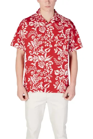 Replay Homme, Chemises, Rouge, Taille: XL Chemise rouge à manches courtes à boutons