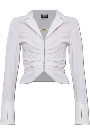 VERSACE Femme, Blouses et Chemises, Blanc, Taille: 40 FR Chemise en coton avec drapage