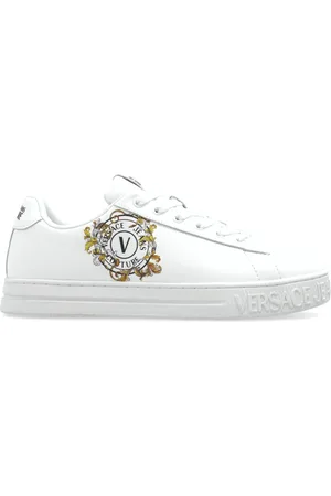 VERSACE Femme, Chaussures, Blanc, Taille: 39 EU Baskets avec logo imprimé