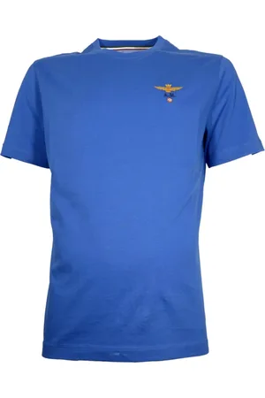Aeronautica Militare Homme, Tops, Bleu, Taille: L T-shirt Basique en Coton Col Rond Bleu