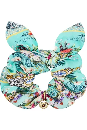 Camilla Femme, Accessoires, Bleu, Taille: ONE Size Scrunchie de Luxe en Soie avec Breloque
