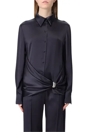 Alberta Ferretti Femme, Blouses et Chemises, Bleu, Taille: 38 FR Chemise en Satin Style Classique