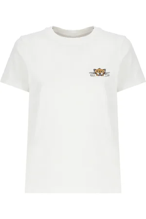 Kenzo Femme, Tops, Blanc, Taille: 38 FR T-shirt Blanc en Coton avec Logo Imprimé