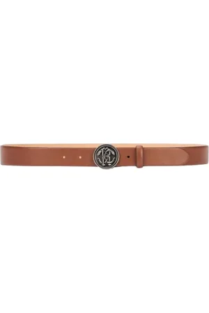 Roberto Cavalli Homme, Accessoires, Brun, Taille: 90 CM Ceinture en cuir avec monogramme serpent miroir