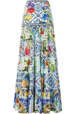 Camilla Femme, Jupes, Multicolore, Taille: 38 FR Jupe en soie à volants Wall Wonders