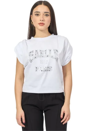 GAËLLE Femme, Tops, Blanc, Taille: 36 FR T-shirt Blanc pour Femme avec Logo à Paillettes