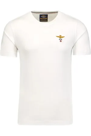 Aeronautica Militare Homme, Tops, Blanc, Taille: XL T-shirt Basique Col Rond en Coton Blanc