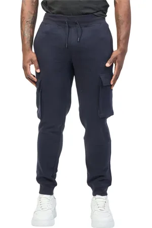 Guess Homme, Pantalons, Bleu, Taille: 2XL Pantalon Cargo Bleu avec Logo Imprimé