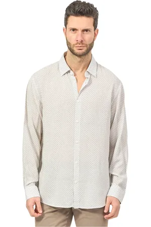 Armani Exchange Homme, Chemises, Blanc, Taille: L Chemise Blanche en Coton à Motif