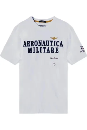 Aeronautica Militare Homme, Tops, Blanc, Taille: XL T-shirt Logo Brodé Blanc