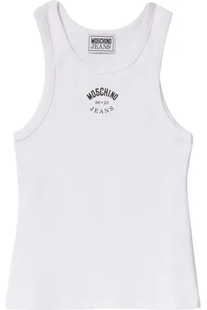 Moschino Femme, Tops, Blanc, Taille: 44 FR Débardeur Blanc avec Logo