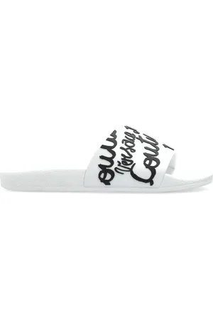 VERSACE Femme, Chaussures, Blanc, Taille: 35 EU Sandales en caoutchouc avec logo
