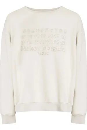 Maison Margiela Homme, Sweatshirts et sweats à capuche, Blanc, Taille: XS Pull en coton blanc à manches longues