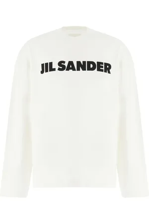 Jil Sander Homme, Tops, Blanc, Taille: XL Logo T-shirt à Manches Longues