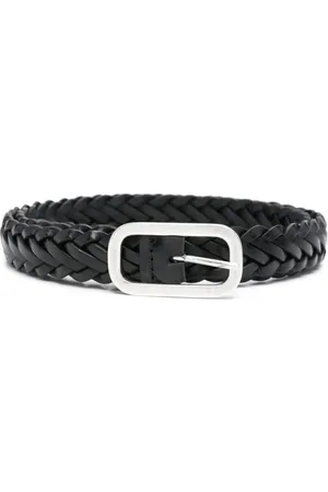 BARENA Femme, Accessoires, Noir, Taille: M Ceinture en Cuir Tressé Blanc