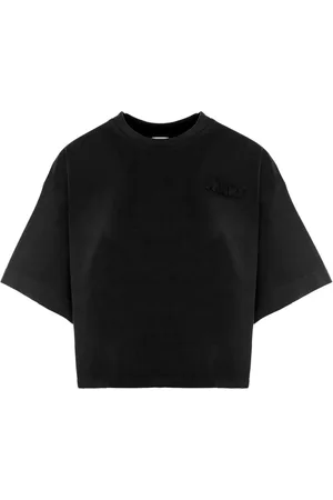 Autry Femme, Tops, Noir, Taille: 38 FR T-shirt Noir en Coton avec Logo Manches Courtes