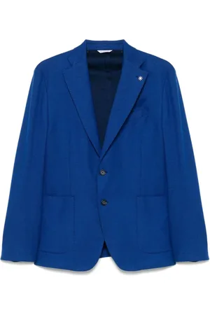 Manuel Ritz Homme, Vestes, Bleu, Taille: L Veste Bleue Boutonnée avec Aérations Arrière