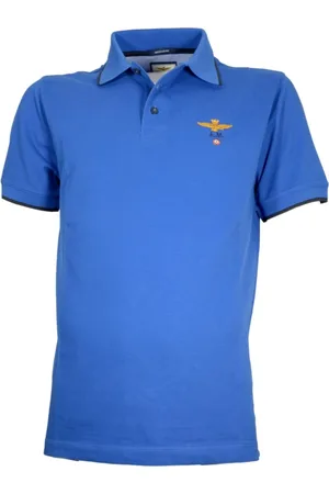 Aeronautica Militare Homme, Tops, Bleu, Taille: XL Polo en Coton à Manches Courtes Bleu