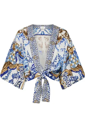 Camilla Femme, Blouses et Chemises, Bleu, Taille: 40/42 FR Aventures Bleues Haut Manches Bouffantes