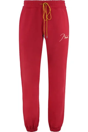 Rhude Homme, Pantalons, Rouge, Taille: M Pantalon de survêtement en coton avec détail logo